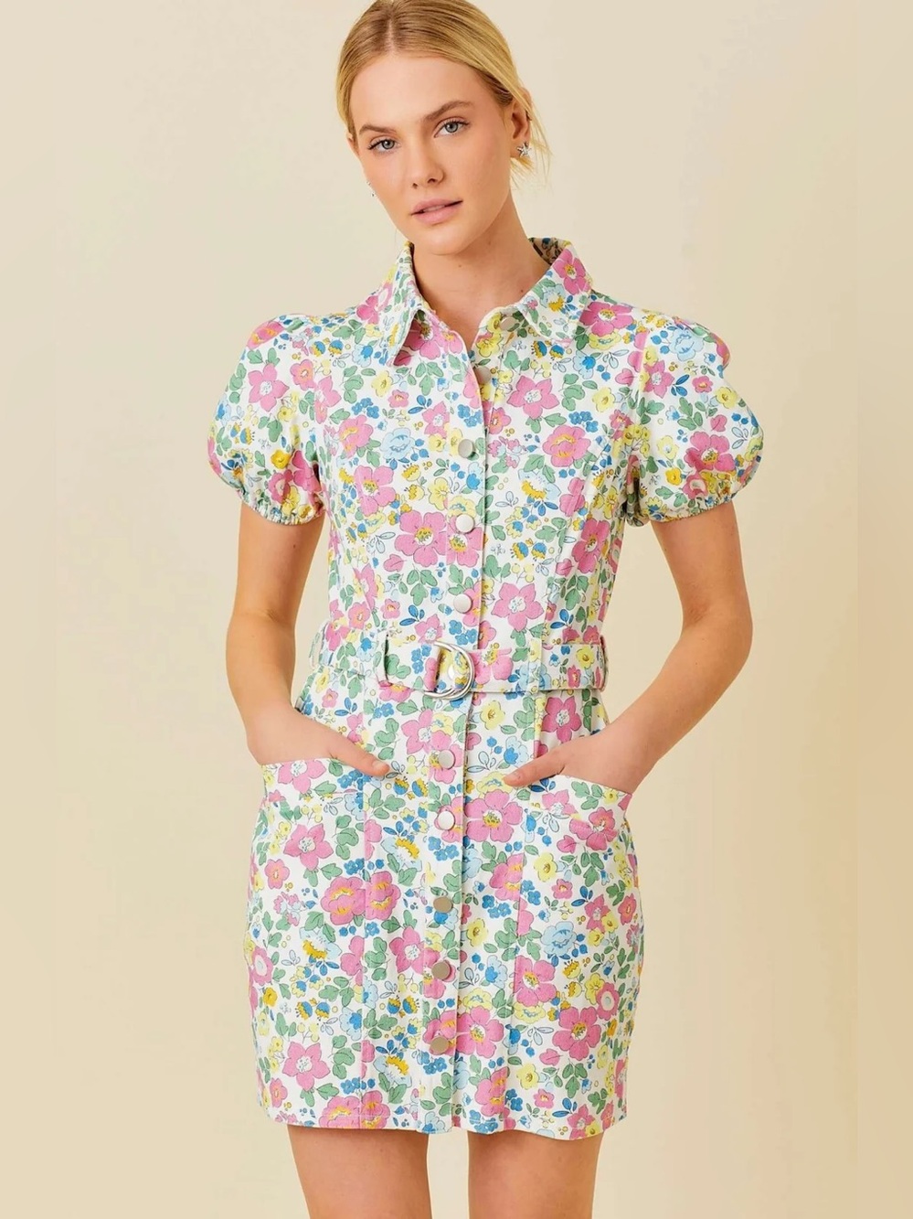 MAINSTRIP- FLOWERFUL DENIM FLORAL DRESS
